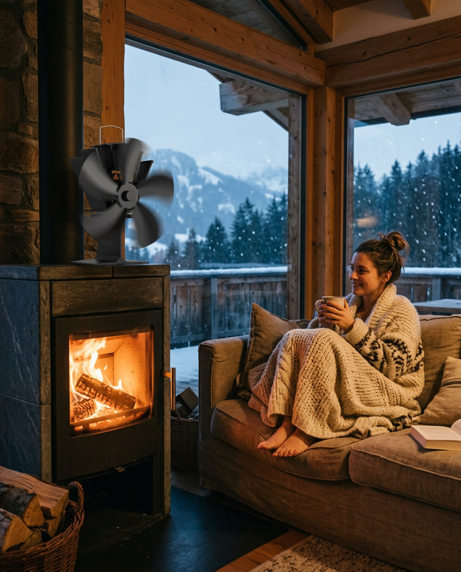 AeroHeat™ Eco Heat-Powered Stove Fan | Silent 5-Blade Fireplace Heat Circulator